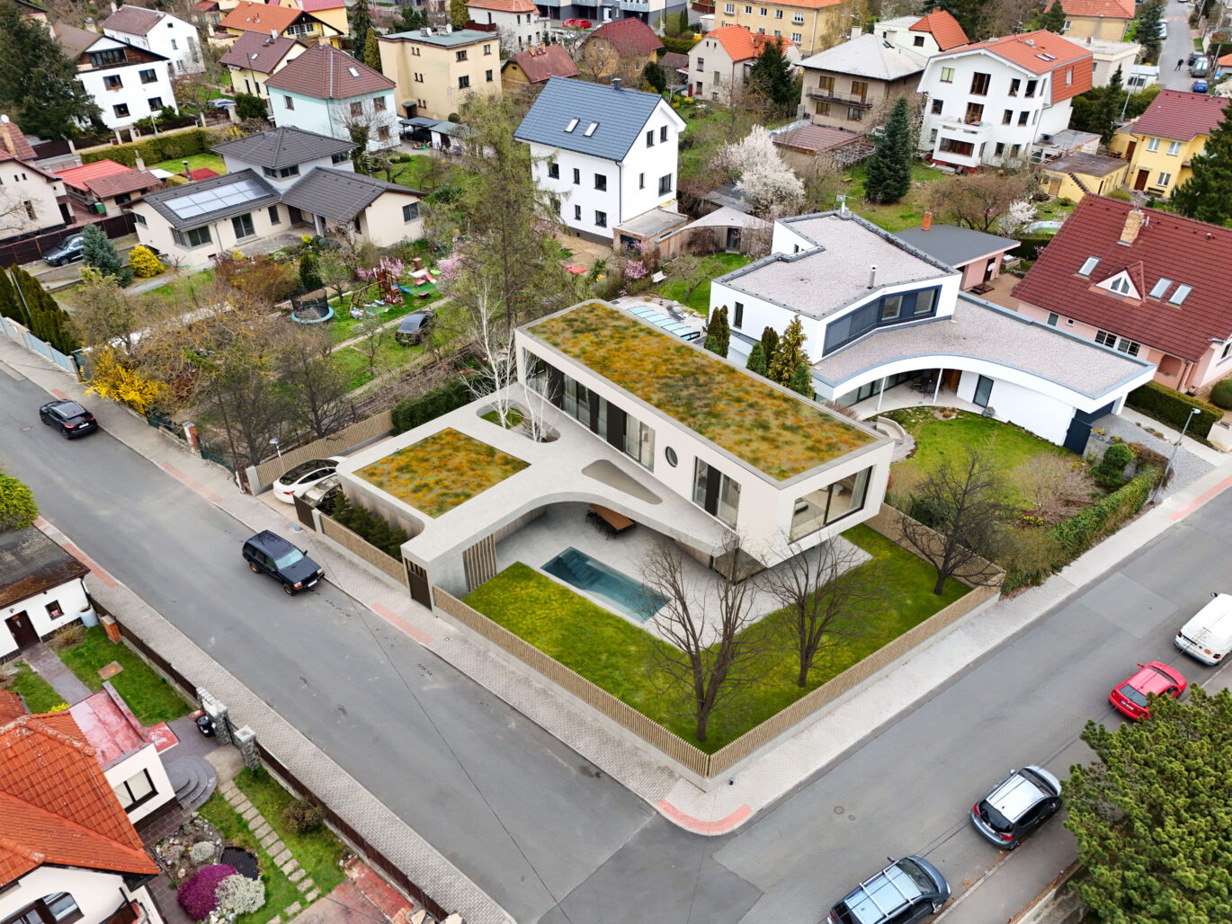 Architektonická studie od MA Studia, Vila nad Vinicí, zákres v zástavbě