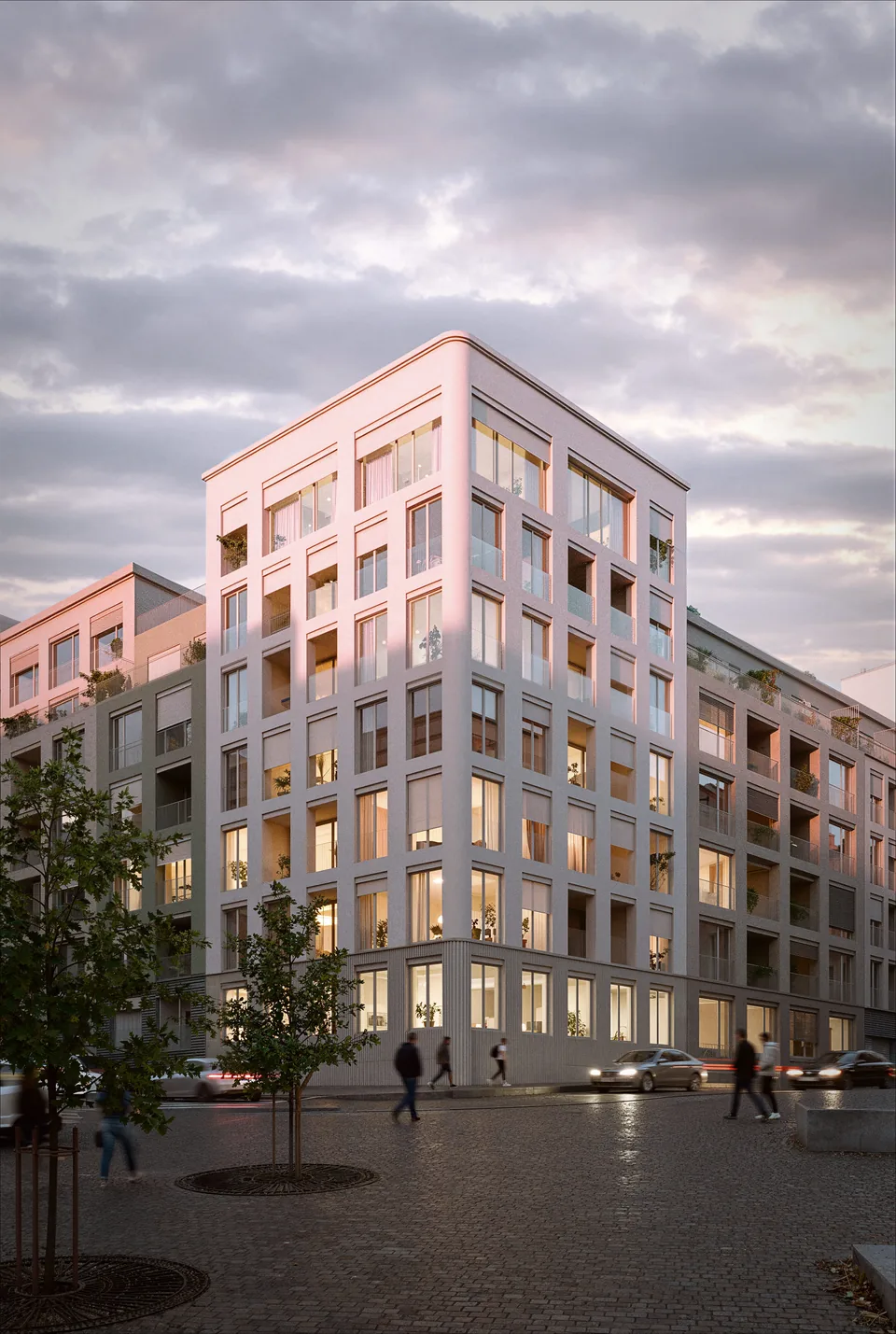 Nárožní část bytového domu Primátorská v Libni s obchody v parteru, návrh od architektů z MA Studia